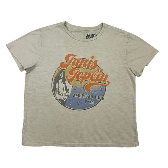 Lucky Brand Janis Joplin Graphic Band T Shirt Womens Large Beige Graphic Tee - Picture 1 of 9